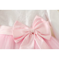 Robes brodées à manches longues de conception d&#39;enfant de gaine bow tie fashion kid girl robe rose avec des prix de gros